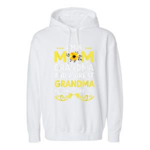 I'm A Mom Grandma Great Nothing Scares Me Mothers Day Gifts Garment-Dyed Fleece Hoodie