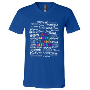 I Am More Than Autism Support Autism Awareness Cool Gift V-Neck T-Shirt