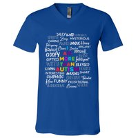 I Am More Than Autism Support Autism Awareness Cool Gift V-Neck T-Shirt