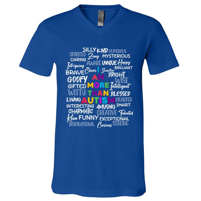 I Am More Than Autism Support Autism Awareness Cool Gift V-Neck T-Shirt