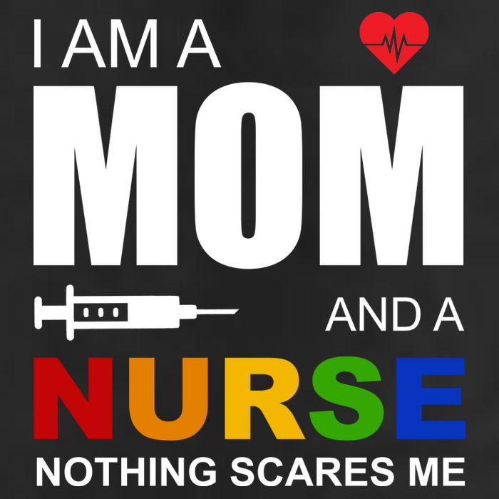 I'm A Mom And Nurse Nothing Scares Me 7 Panel Mesh Trucker Snapback Hat