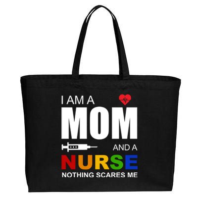 I'm A Mom And Nurse Nothing Scares Me Cotton Canvas Jumbo Tote