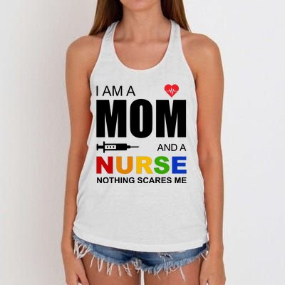 I'm A Mom And Nurse Nothing Scares Me Women's Knotted Racerback Tank