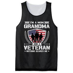 I'm A Mom Grandma And A Veteran Nothing Scares Me Mesh Reversible Basketball Jersey Tank