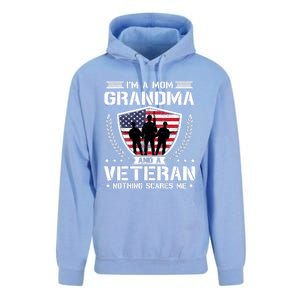 I'm A Mom Grandma And A Veteran Nothing Scares Me Unisex Surf Hoodie