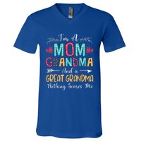 Im A Mom Grandma And A Great Grandma Mothers Day 2024 V-Neck T-Shirt