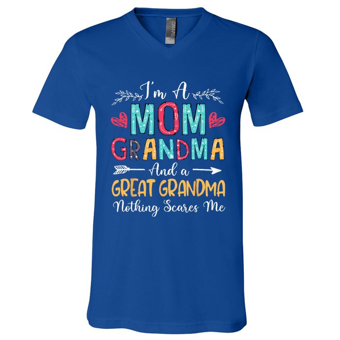 Im A Mom Grandma And A Great Grandma Mothers Day 2024 V-Neck T-Shirt