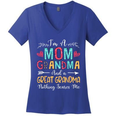 Im A Mom Grandma And A Great Grandma Mothers Day 2024 Women's V-Neck T-Shirt