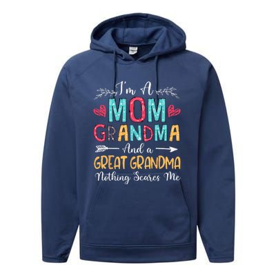 Im A Mom Grandma And A Great Grandma Mothers Day 2024 Performance Fleece Hoodie