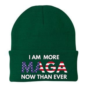 I Am More Maga Now Than Ever American Flag Support Trump Knit Cap Winter Beanie