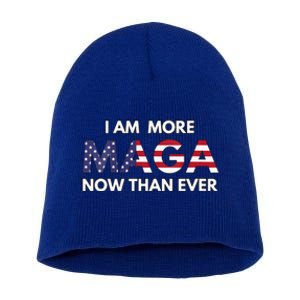 I Am More Maga Now Than Ever American Flag Support Trump Short Acrylic Beanie