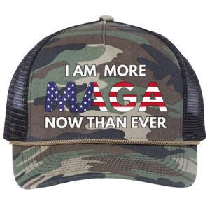 I Am More Maga Now Than Ever American Flag Support Trump Retro Rope Trucker Hat Cap