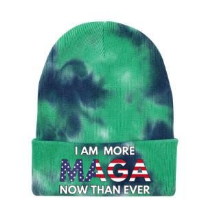 I Am More Maga Now Than Ever American Flag Support Trump Tie Dye 12in Knit Beanie