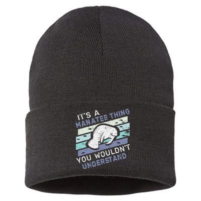 ItS A Manatee Thing You WouldnT Understand Retro Manatees Sustainable Knit Beanie