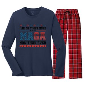 I Am More Maga Now Than Ever Trump 2024 Women's Long Sleeve Flannel Pajama Set 