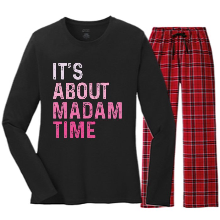 ItS About Madam Time Women's Long Sleeve Flannel Pajama Set 