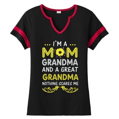 I'm A Mom Grandma Great Nothing Scares Me Mothers Day Gifts Ladies Halftime Notch Neck Tee