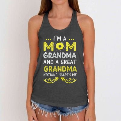 I'm A Mom Grandma Great Nothing Scares Me Mothers Day Gifts Women's Knotted Racerback Tank