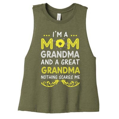 I'm A Mom Grandma Great Nothing Scares Me Mothers Day Gifts Women's Racerback Cropped Tank