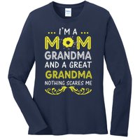 I'm A Mom Grandma Great Nothing Scares Me Mothers Day Gifts Ladies Long Sleeve Shirt