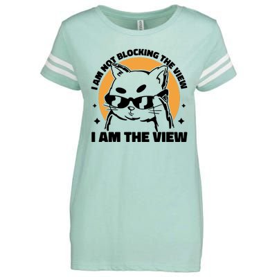 I Am Not Blocking The View I Am The View Funny Cat Enza Ladies Jersey Football T-Shirt