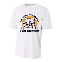 I Am Not Blocking The View I Am The View Funny Cat Youth Performance Sprint T-Shirt