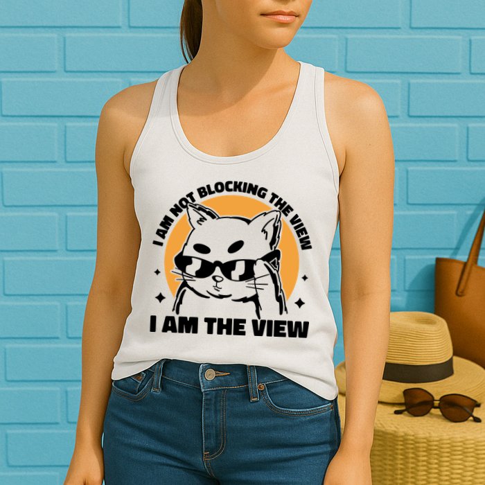 I Am Not Blocking The View I Am The View Funny Cat Womens Tank Top