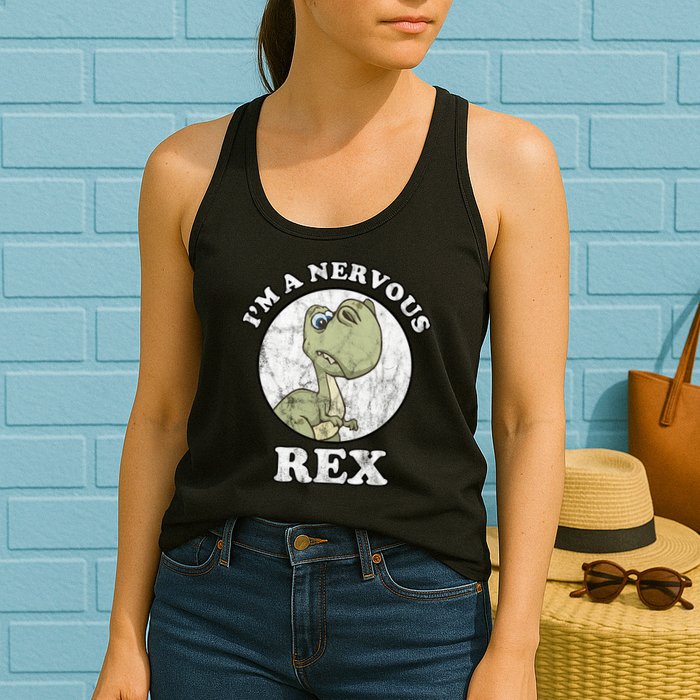 I'm A Nervous Rex Funny Dinosaur Womens Tank Top