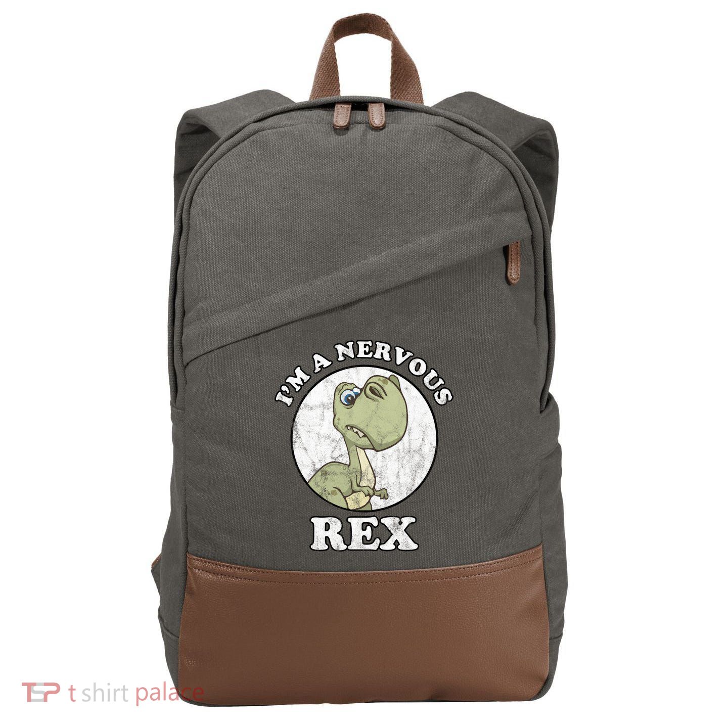I'm A Nervous Rex Funny Dinosaur Cotton Canvas Backpack