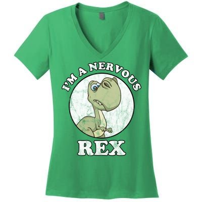 I'm A Nervous Rex Funny Dinosaur Women's V-Neck T-Shirt