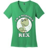 I'm A Nervous Rex Funny Dinosaur Women's V-Neck T-Shirt