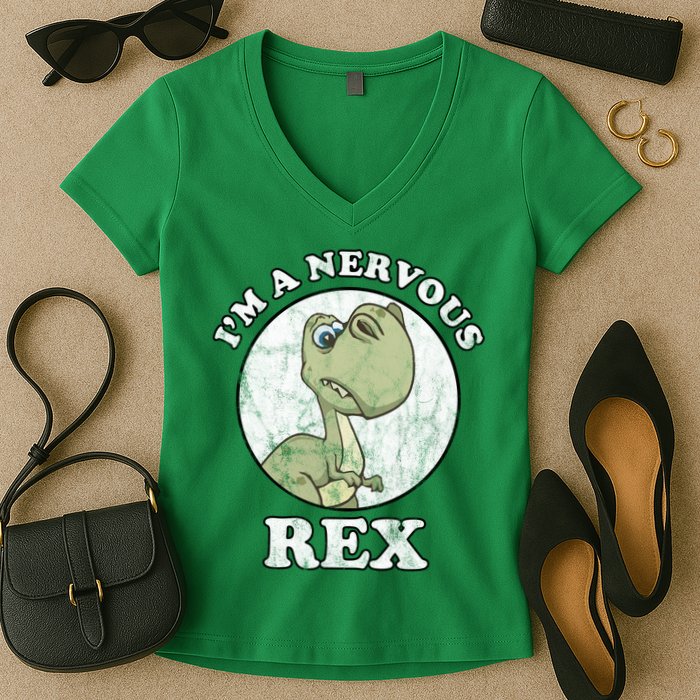 I'm A Nervous Rex Funny Dinosaur Women's V-Neck T-Shirt
