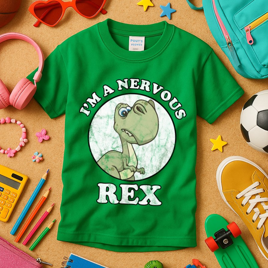 I'm A Nervous Rex Funny Dinosaur Kids T-Shirt