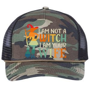 I Am Not Witch I Am Your Wife Halloween Costume Design Gift Retro Rope Trucker Hat Cap