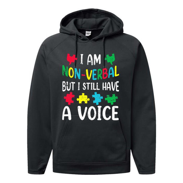 I Am Nonverbal Autism Awareness Neurodiversity Acceptance Performance Fleece Hoodie