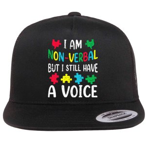 I Am Nonverbal Autism Awareness Neurodiversity Acceptance Flat Bill Trucker Hat