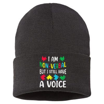 I Am Nonverbal Autism Awareness Neurodiversity Acceptance Sustainable Knit Beanie