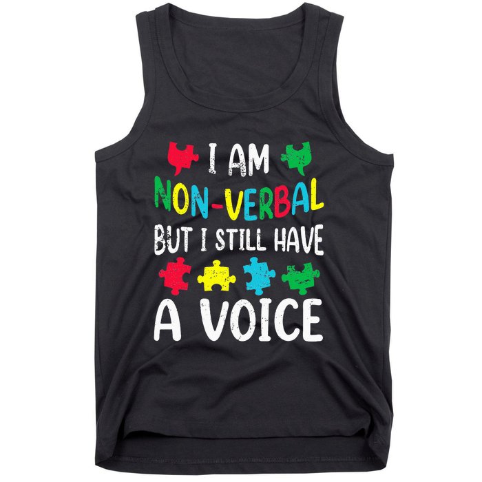 I Am Nonverbal Autism Awareness Neurodiversity Acceptance Tank Top