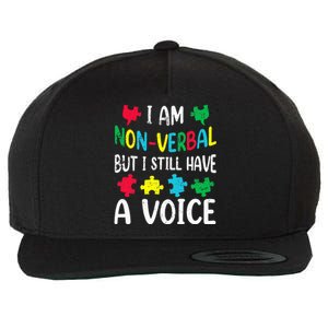 I Am Nonverbal Autism Awareness Neurodiversity Acceptance Wool Snapback Cap