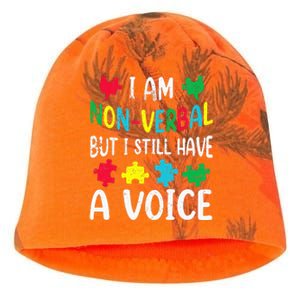 I Am Nonverbal Autism Awareness Neurodiversity Acceptance Kati - Camo Knit Beanie