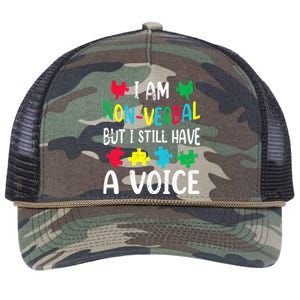 I Am Nonverbal Autism Awareness Neurodiversity Acceptance Retro Rope Trucker Hat Cap