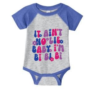 It Aint No Lie Funny Bisexual Pride Lgbt Retro Wavy Flowers Gift Infant Baby Jersey Bodysuit