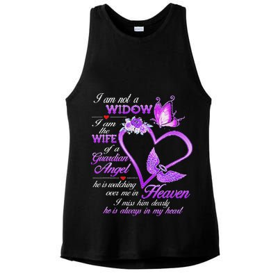 I Am Not A Widow I Am The Wife Of A Guardian Angel Butterfly Ladies PosiCharge Tri-Blend Wicking Tank
