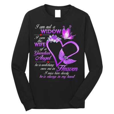 I Am Not A Widow I Am The Wife Of A Guardian Angel Butterfly Long Sleeve Shirt