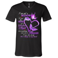 I Am Not A Widow I Am The Wife Of A Guardian Angel Butterfly V-Neck T-Shirt