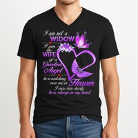 I Am Not A Widow I Am The Wife Of A Guardian Angel Butterfly V-Neck T-Shirt