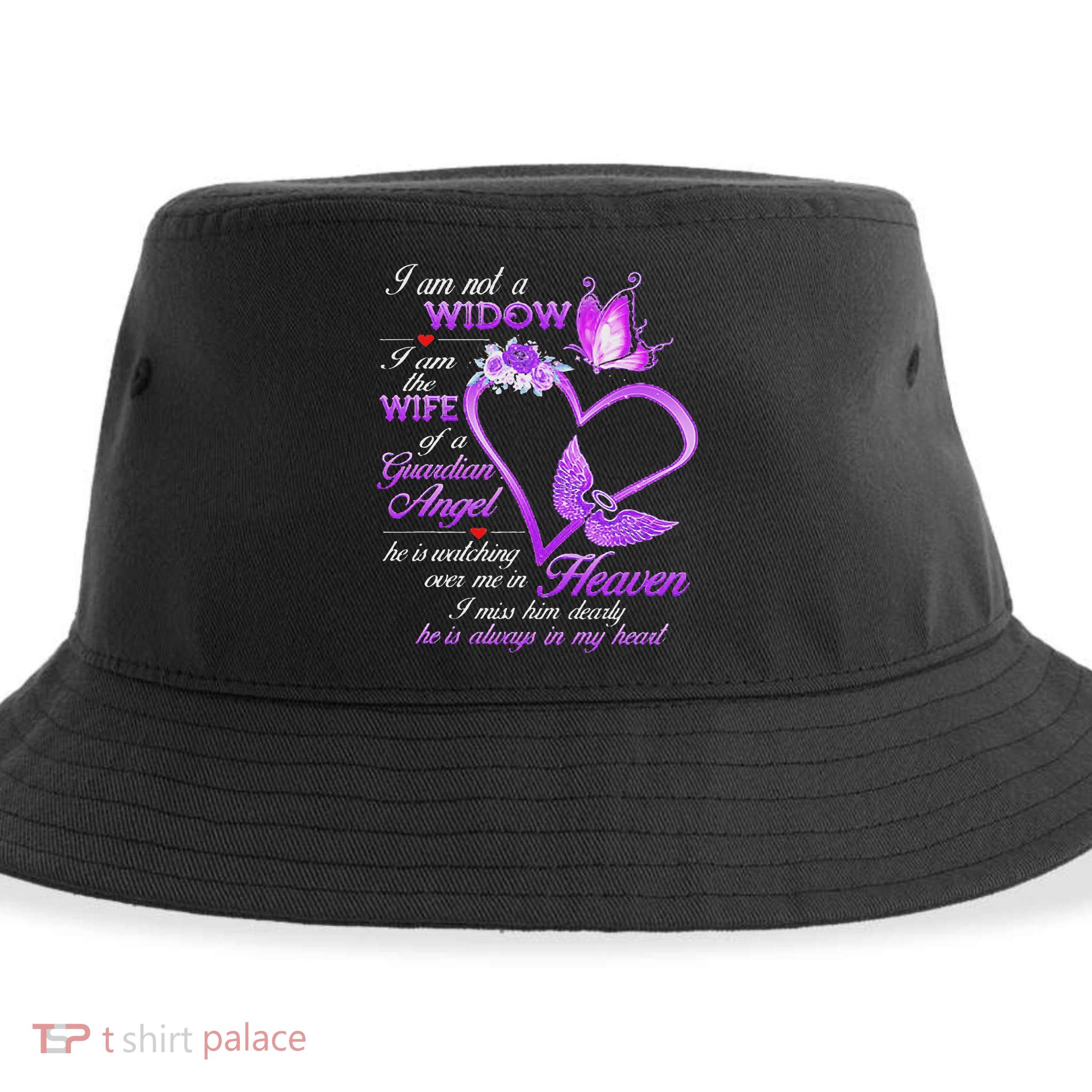 I Am Not A Widow I Am The Wife Of A Guardian Angel Butterfly Sustainable Bucket Hat