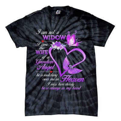 I Am Not A Widow I Am The Wife Of A Guardian Angel Butterfly Tie-Dye T-Shirt