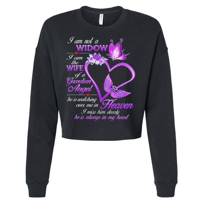 I Am Not A Widow I Am The Wife Of A Guardian Angel Butterfly Cropped Pullover Crew