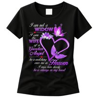 I Am Not A Widow I Am The Wife Of A Guardian Angel Butterfly Womens T-Shirt